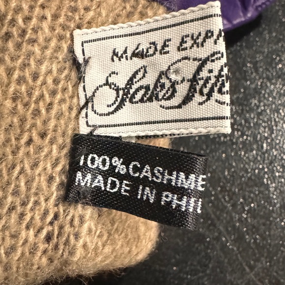 Sak’s Fifth Avenue purple leather cashmere lined size 7 gloves - Picture 6 of 6
